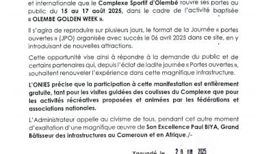 UNE AUTRE JOURNÉE PORTES OUVERTES LIBRE ET GRATUITE AU STADE OLEMBE!