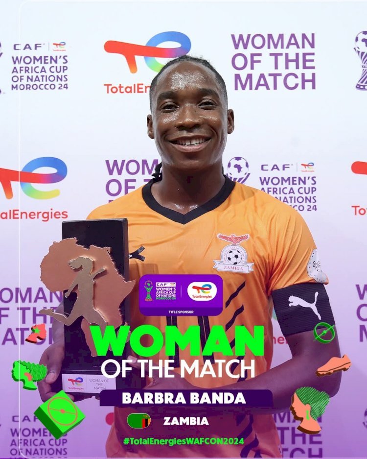 CAN FÉMININE MAROC 2024 : BARBRA BANDA, PREMIÈRE PARTICIPATION, PREMIÈRE WOMAN OF THE MATCH !