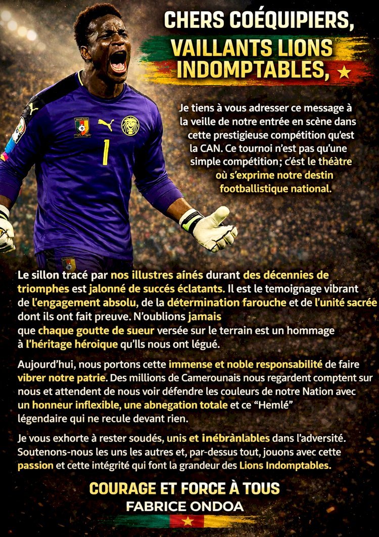 CAN TotalEnergies 2025 : Fabrice Ondoa appelle les Lions Indomptables à l’union sacrée!