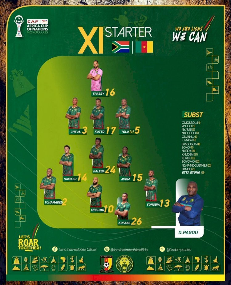 CAN TotalEnergies 2025 : Le Onze de départ de David Pagou face à l’Afrique du Sud !