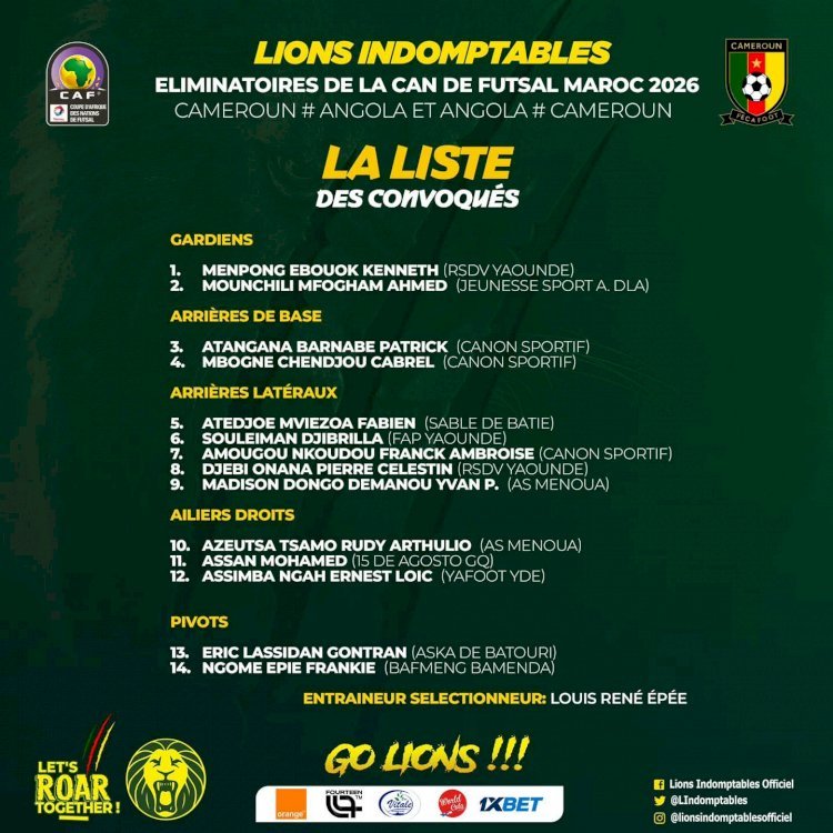 Futsal : 14 Lions prêts pour le duel face à l’Angola !