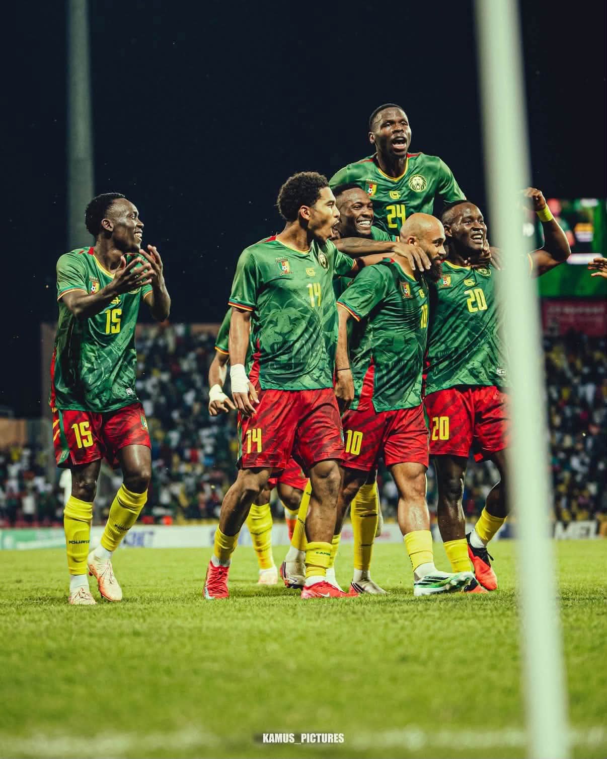 Les Lions Indomptables célèbrent leur victoire face à la Cote d'ivoire ) Abidjan